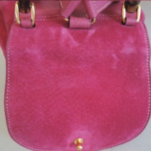 Gucci Suedeleather With Bamboo Top Handle Pink Suede Backpack - Picture 6 of 13